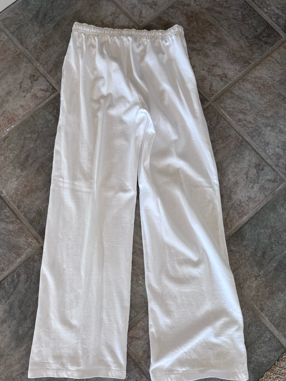 Brandy Melville White Drawstring Wide-Leg Pants - Picture 3 of 5